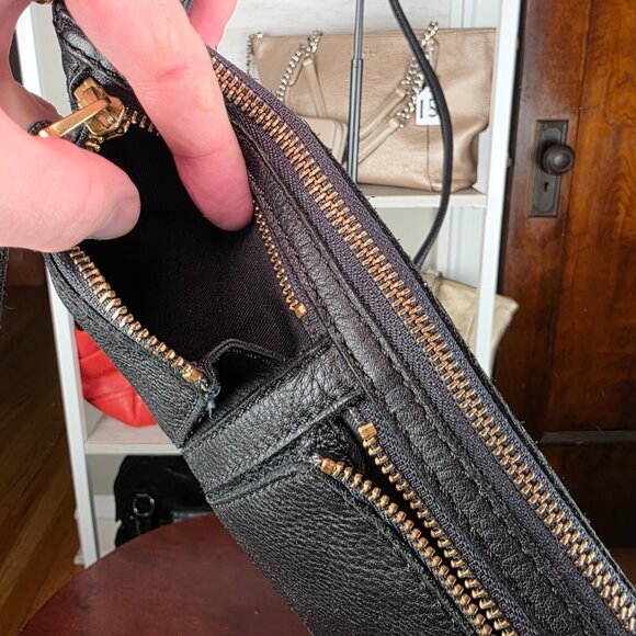 Fossil Elise Black Pebbled Leather Small Crossbody - Picture 7 of 17